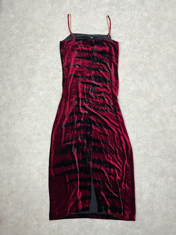 2000s Roberto Cavalli Obscure Black & Red Glamour Savage Velvet Dress - Image 6