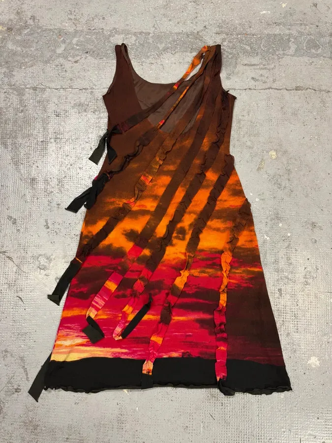 2000s Roberto Cavalli Orange Sunset Dress - Image 3
