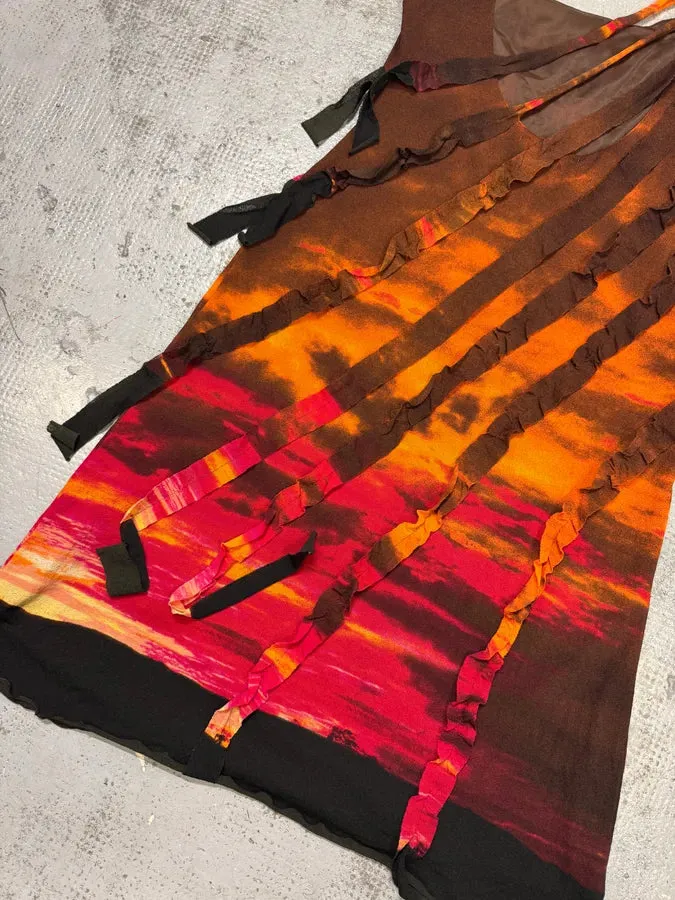 2000s Roberto Cavalli Orange Sunset Dress - Image 6