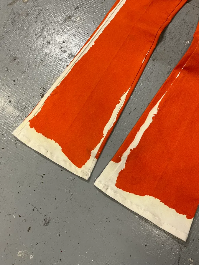 2000s Roberto Cavalli Overprinted Orange Flared Pants - Image 7