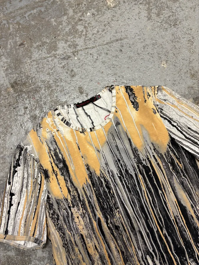 FW2001 Roberto Cavalli Artistic Blurred Painted Effect Tee-Shirt - Image 3