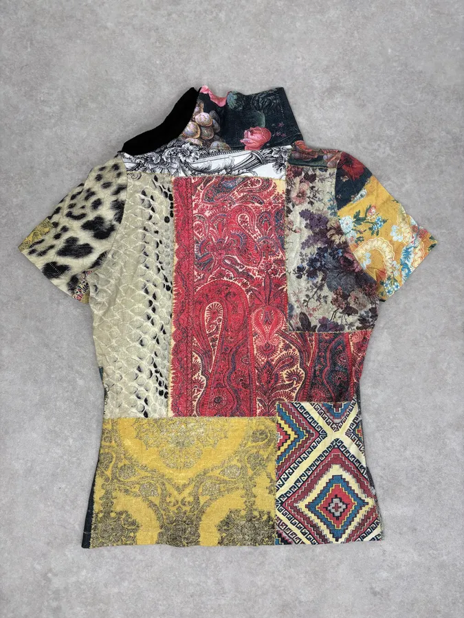 2000s Roberto Cavalli Patchwork Mozaic Summer T-Shirt - Image 6