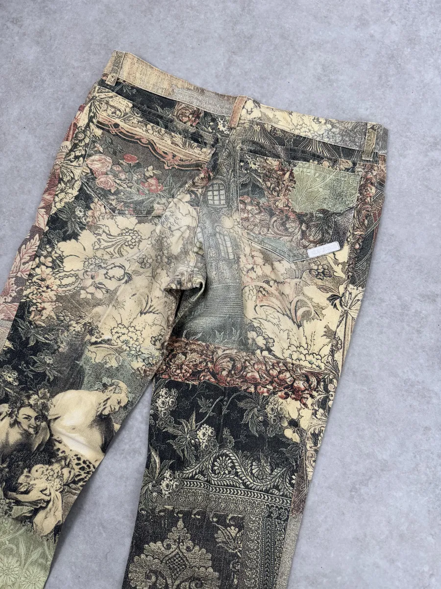 2000s Roberto Cavalli Patchwork Ornament Royal Pants - Image 7