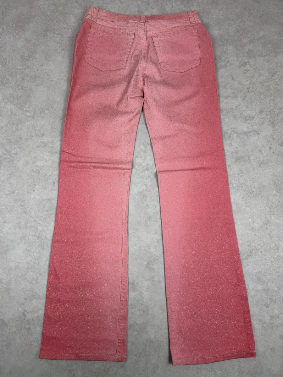 2000s Roberto Cavalli Pink Gradient Golden Pants - Image 3