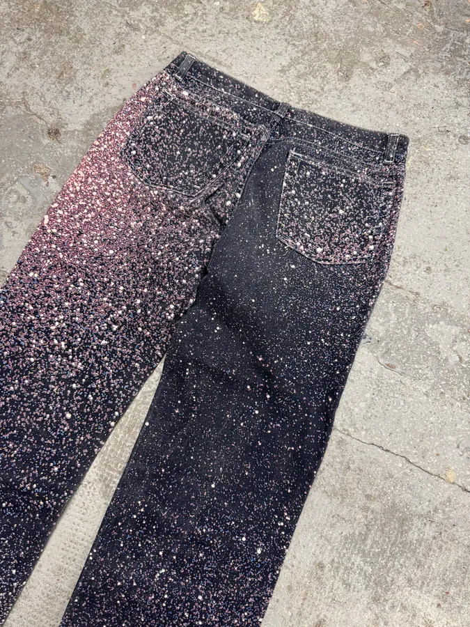 2000s Roberto Cavalli Pink Purple Galaxy Pants - Image 9