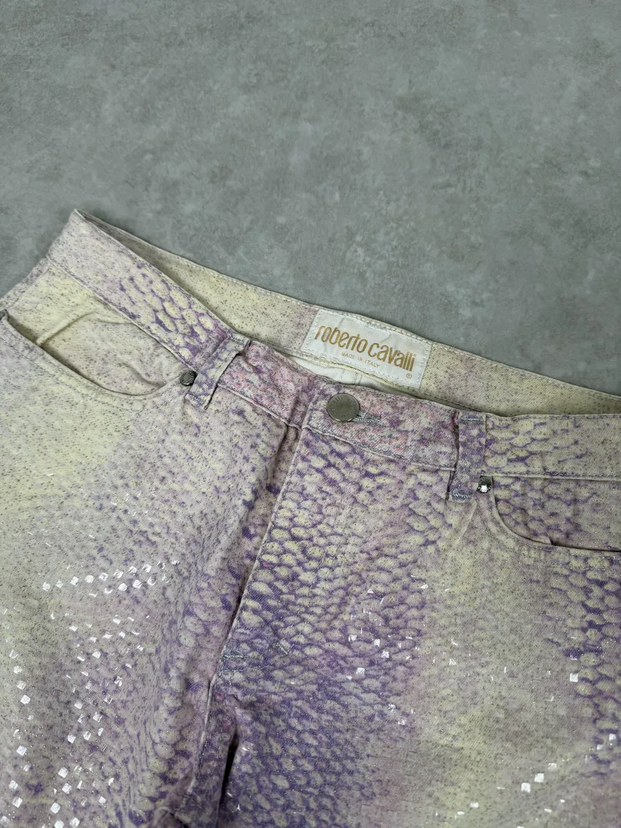 2000s Roberto Cavalli Pink White Python Pants - Image 11