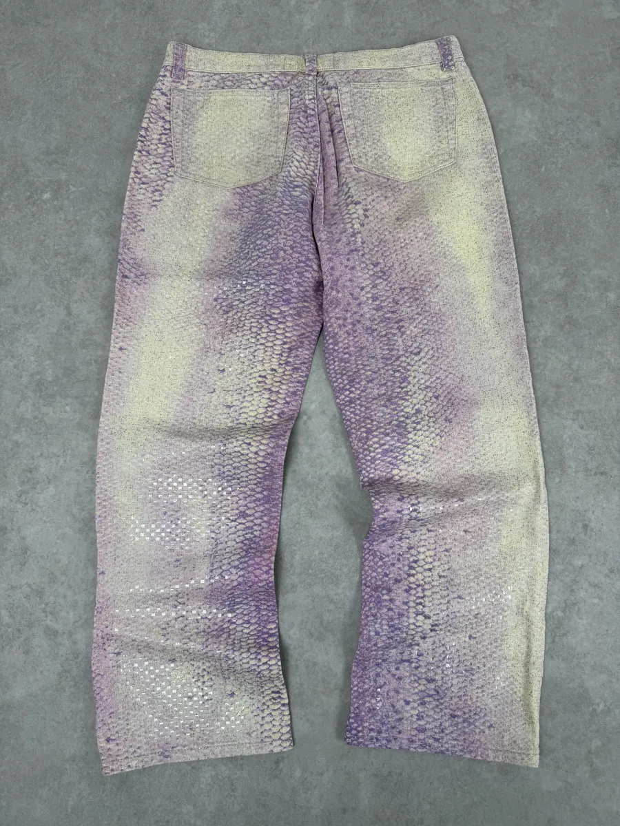 2000s Roberto Cavalli Pink White Python Pants - Image 5