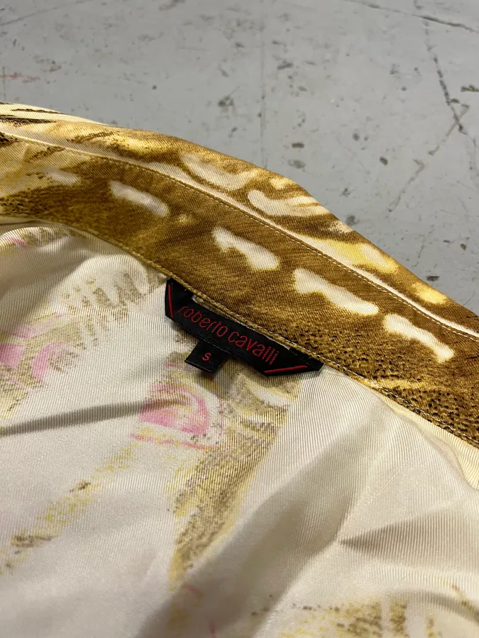 2000s Roberto Cavalli Psychedelic Silk Yellow & Pink Shirt - Image 9