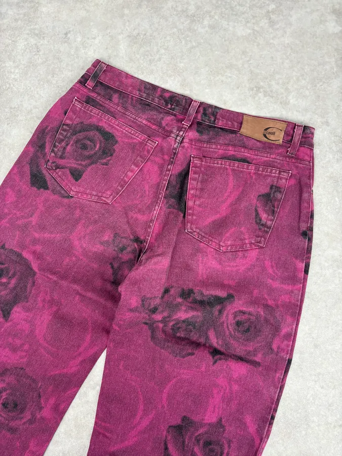 2000s Roberto Cavalli Purple Blossum Floral Pants - Image 7