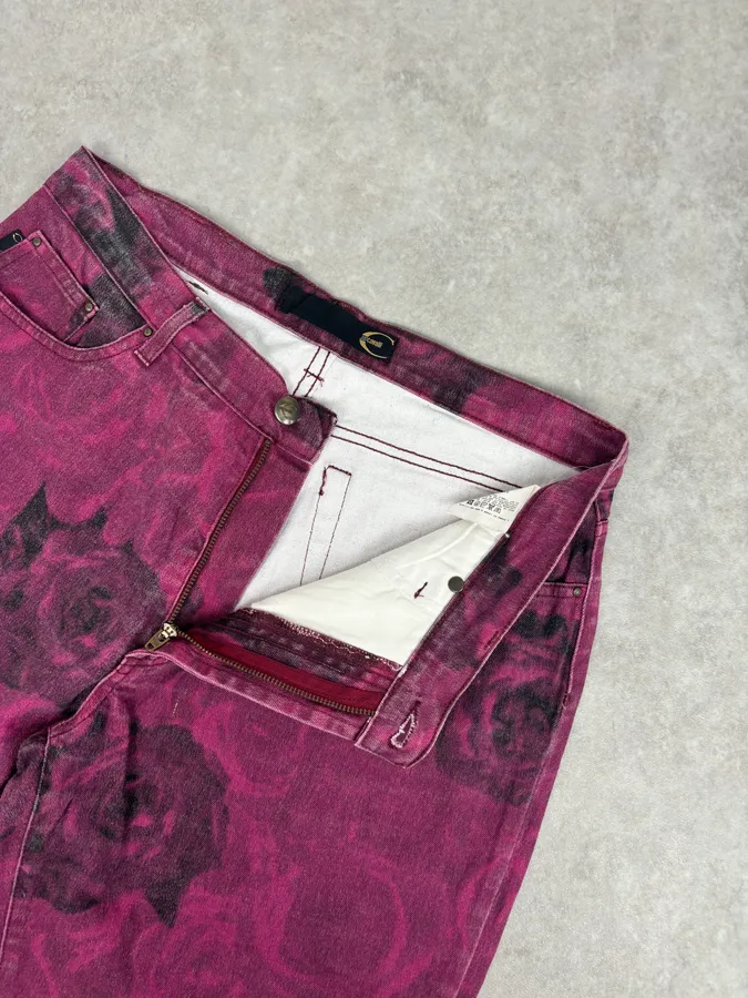 2000s Roberto Cavalli Purple Blossum Floral Pants - Image 9