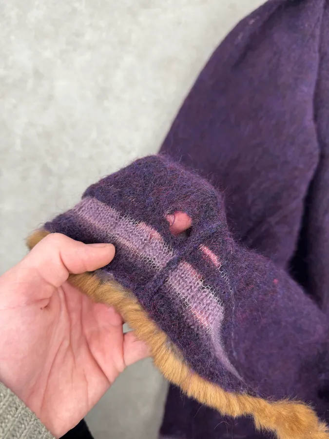 2000s Roberto Cavalli Purple Wool Obscure Cardigan Sweater - Image 10