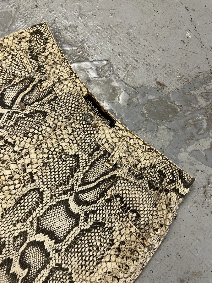 2000s Roberto Cavalli Python Effect Beige Pant - Image 6