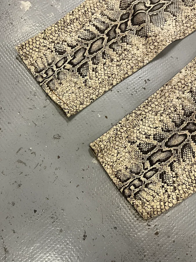 2000s Roberto Cavalli Python Effect Beige Pant - Image 7