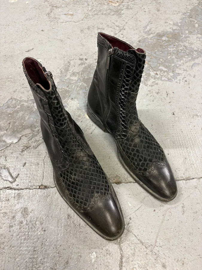 2000s Roberto Cavalli Python Effect Leather Boots - Image 4