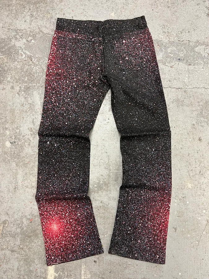 2000s Roberto Cavalli Red Galaxy Expansion Embellished Pants - Image 5