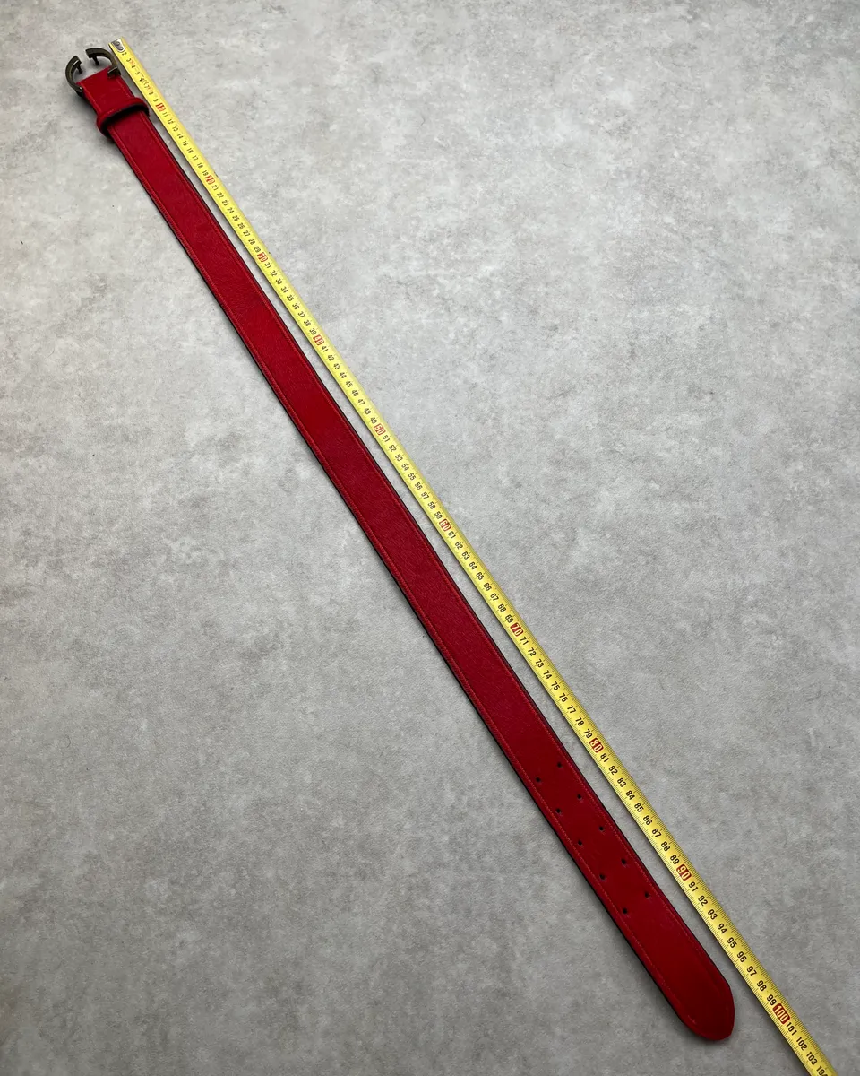 2000s Roberto Cavalli Red Pony Hair Leather Belt - Image 9
