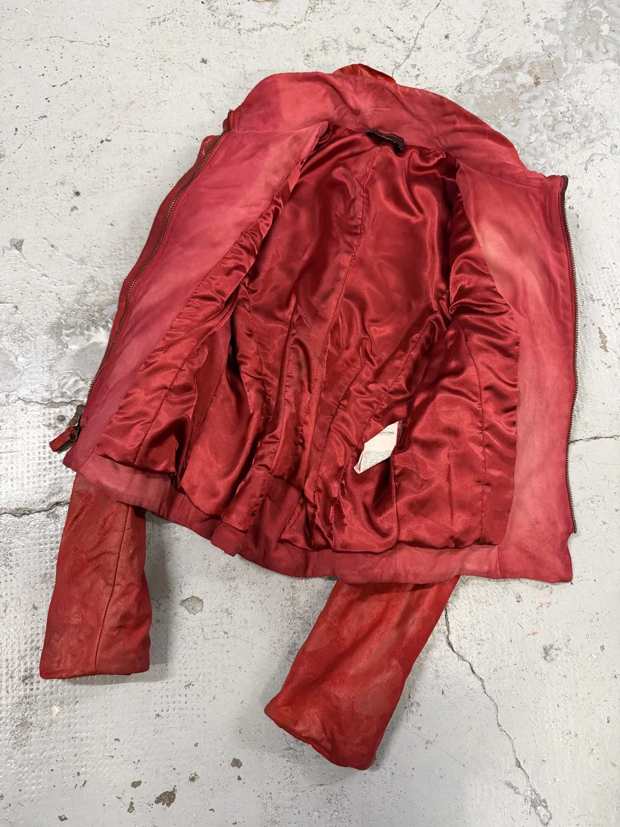 2000s Roberto Cavalli Red Rose Glamour Leather Jacket - Image 8