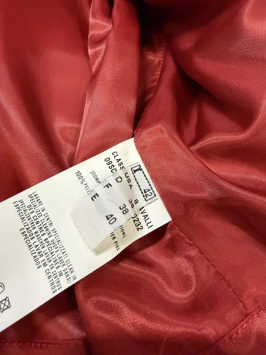 2000s Roberto Cavalli Roses Flowers Patchwork Red Leather Jacket - Image 6