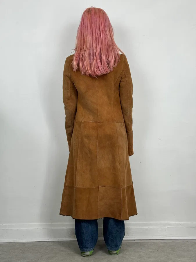 2000s Roberto Cavalli Royal Leather Long Camel Coat - Image 3