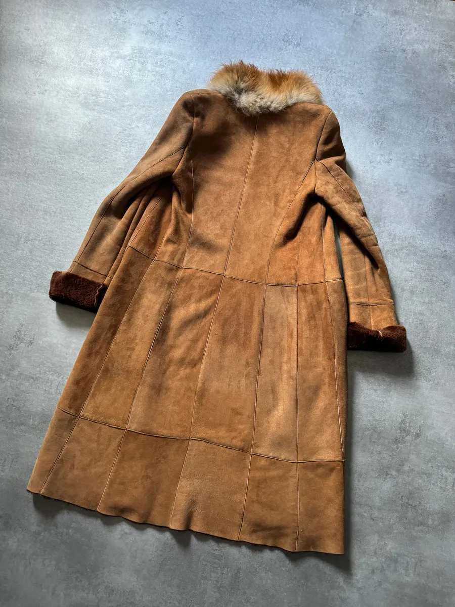 2000s Roberto Cavalli Royal Leather Long Camel Coat - Image 7