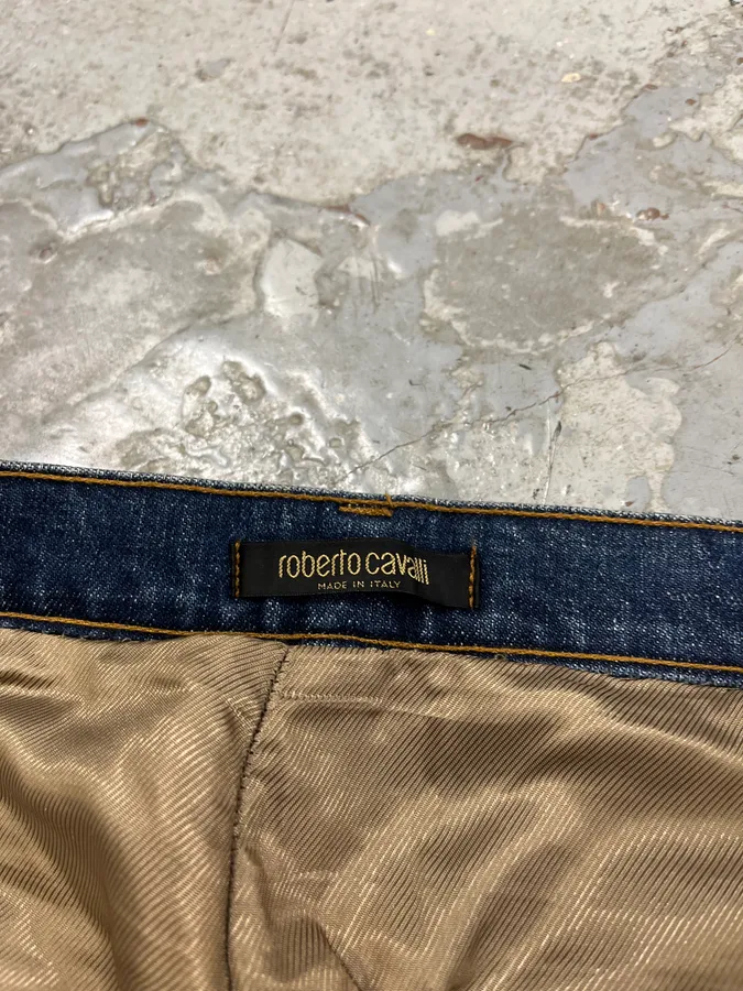 2000s Roberto Cavalli Royal Premium Embroidered Blue Denim Jeans - Image 11