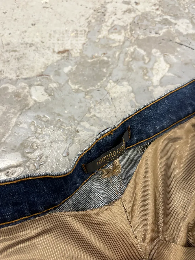 2000s Roberto Cavalli Royal Premium Embroidered Blue Denim Jeans - Image 13