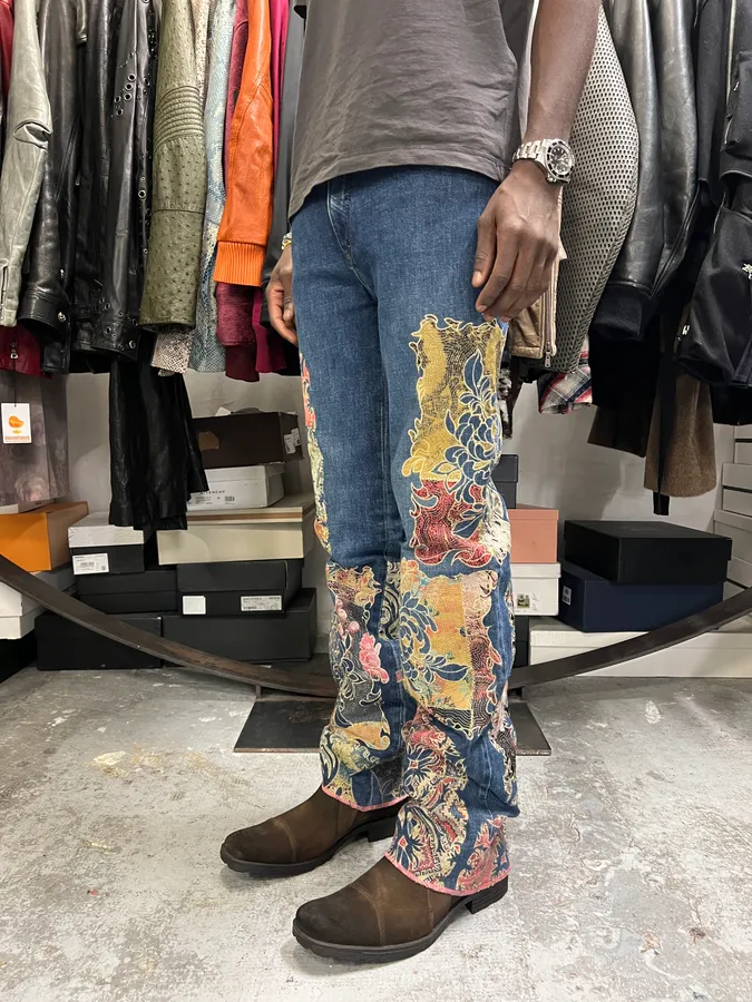 2000s Roberto Cavalli Royal Premium Embroidered Blue Denim Jeans - Image 4