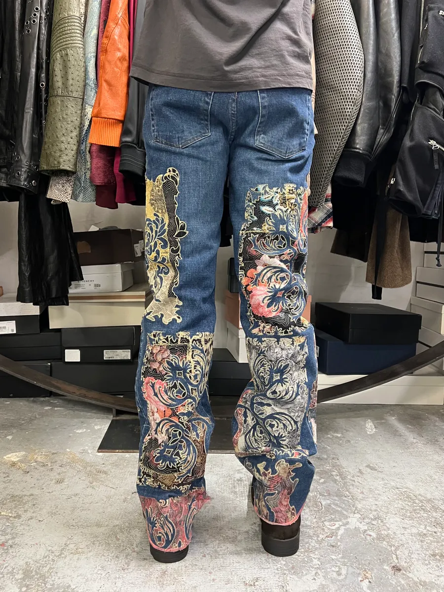 2000s Roberto Cavalli Royal Premium Embroidered Blue Denim Jeans - Image 5