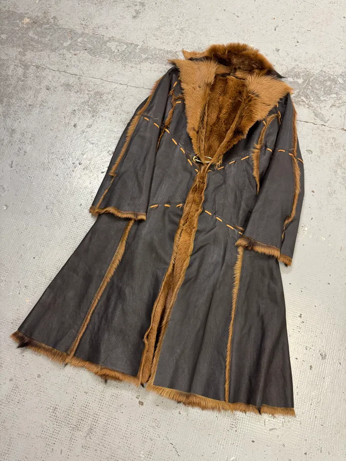 2000s Roberto Cavalli Royal Reversible Long Fur Brown Coat - Image 5
