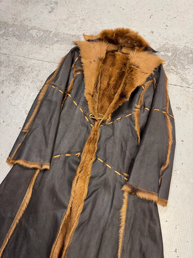 2000s Roberto Cavalli Royal Reversible Long Fur Brown Coat - Image 6