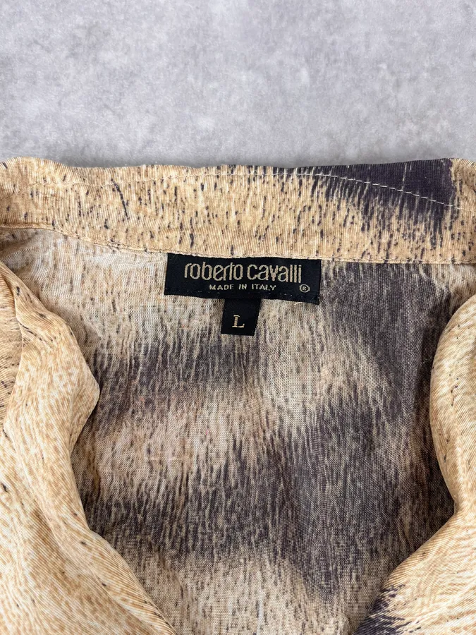 2000s Roberto Cavalli Savage Zebra Silk Shirt - Image 7