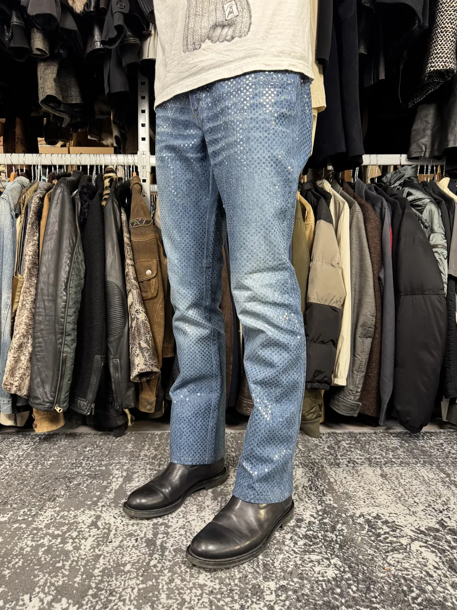 2000s Roberto Cavalli Shiny Blue Denim Jeans - Image 3