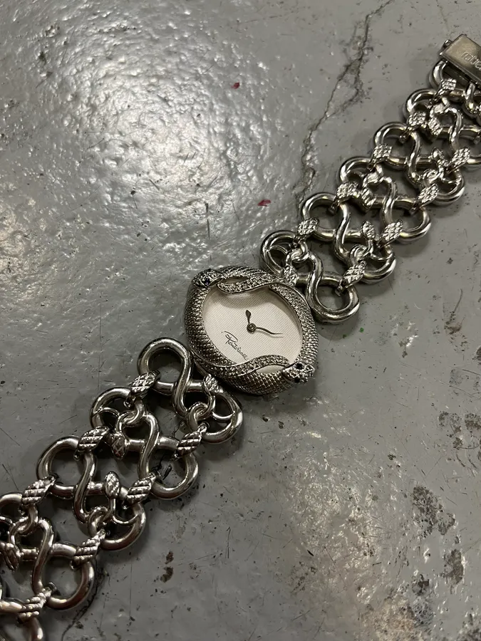 2000s Roberto Cavalli Snake Bracelet Watch - Image 5