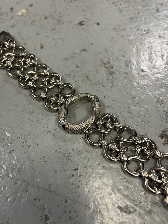 2000s Roberto Cavalli Snake Oracle Stainless Steel Bracelet - Image 5