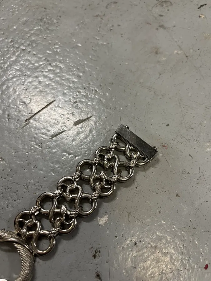 2000s Roberto Cavalli Snake Oracle Stainless Steel Bracelet - Image 7