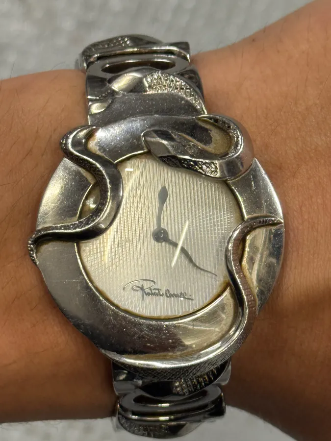2000s Roberto Cavalli Snakes Stainless Steel Watch - Image 5