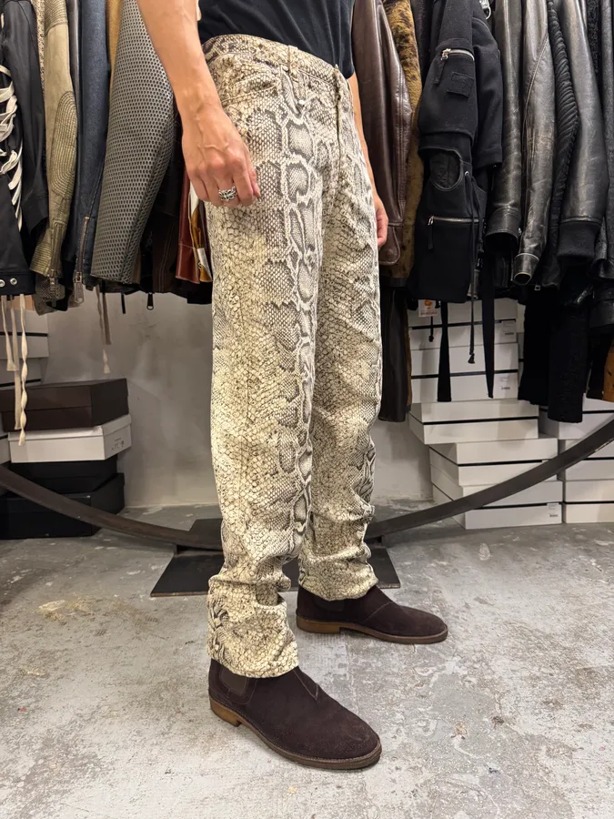 2000s Roberto Cavalli Snakeskin Effect Pants - Image 3