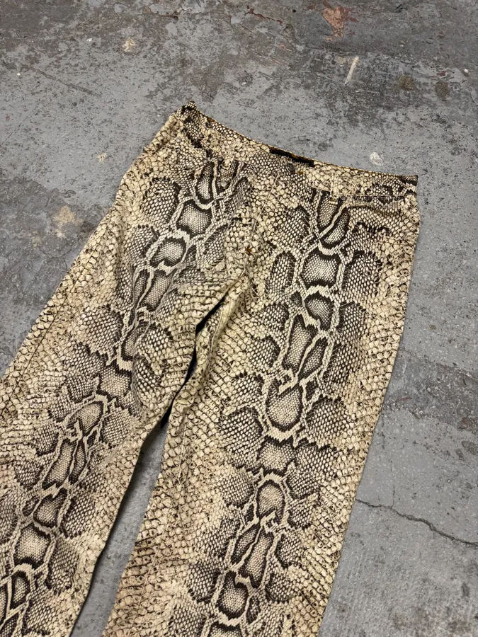 2000s Roberto Cavalli Snakeskin Effect Pants - Image 5