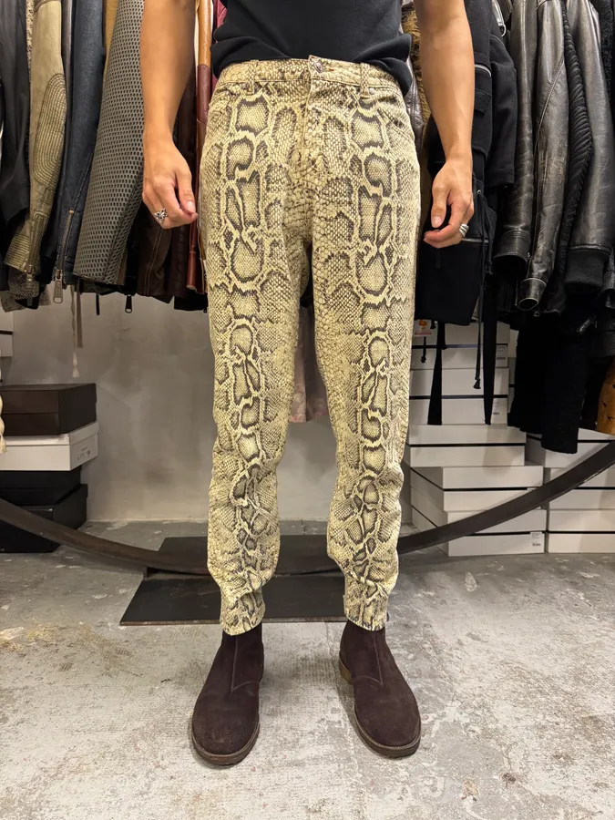 2000s Roberto Cavalli Snakeskin Effect Pants - Image 2