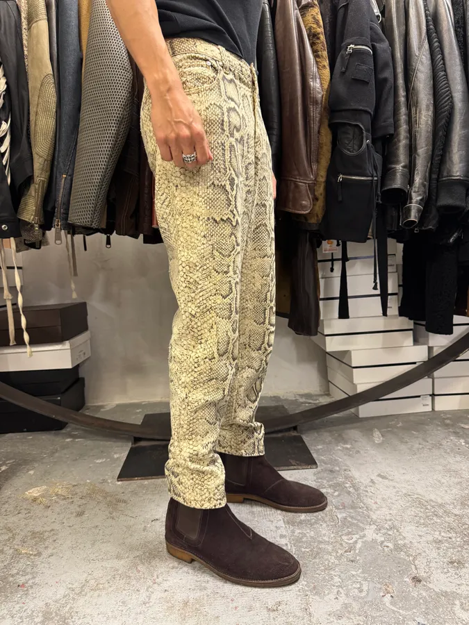 2000s Roberto Cavalli Snakeskin Effect Pants - Image 3