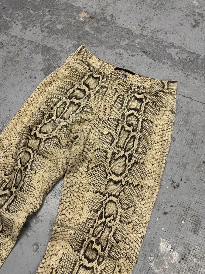 2000s Roberto Cavalli Snakeskin Effect Pants - Image 5
