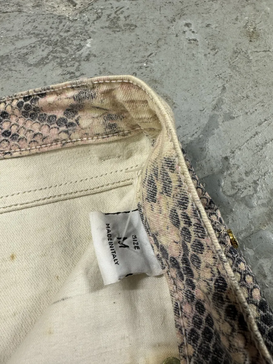 2000s Roberto Cavalli Snakeskin Effect Pink Shadow Pants - Image 11