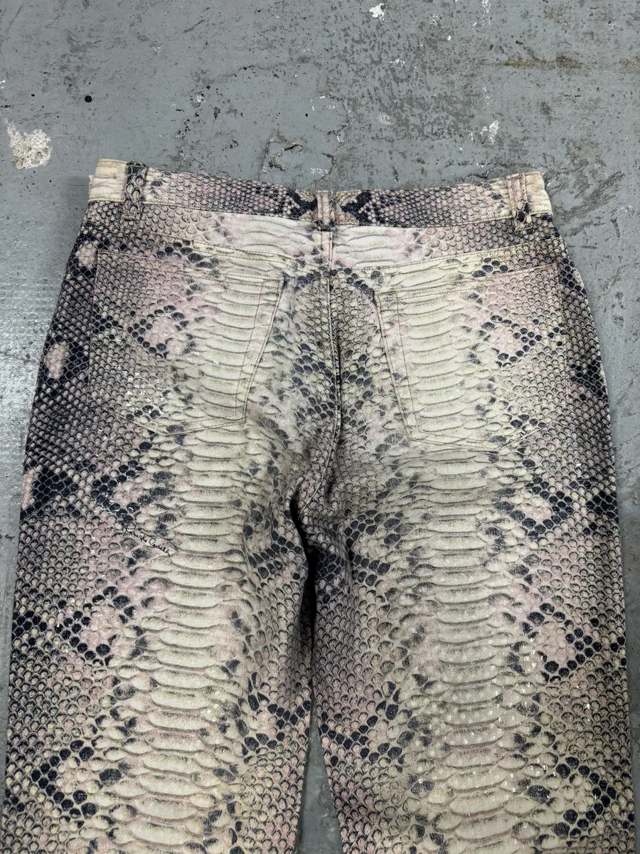 2000s Roberto Cavalli Snakeskin Effect Pink Shadow Pants - Image 12