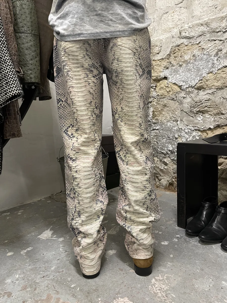2000s Roberto Cavalli Snakeskin Effect Pink Shadow Pants - Image 5