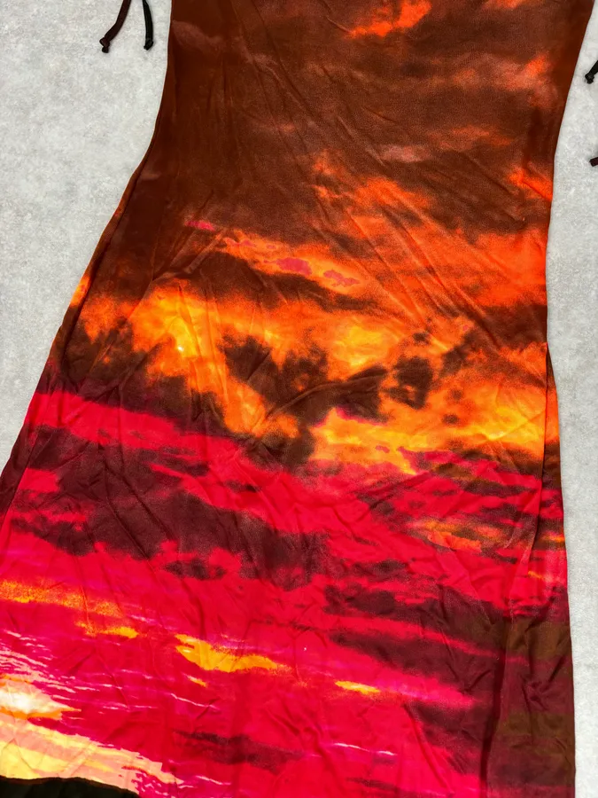 2000s Roberto Cavalli Sunset Silk Tie-Dye Maxi Dress - Image 11