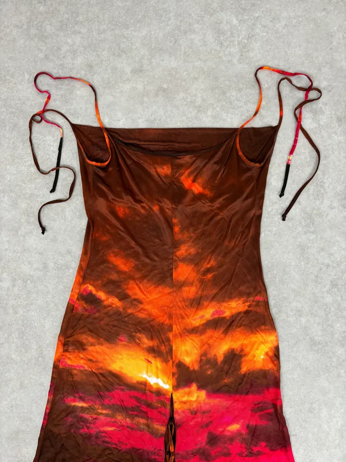 2000s Roberto Cavalli Sunset Silk Tie-Dye Maxi Dress - Image 6