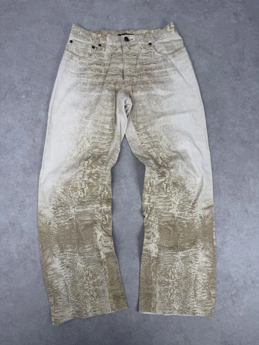 2000s Roberto Cavalli White & Beige Marble Abstract Pants