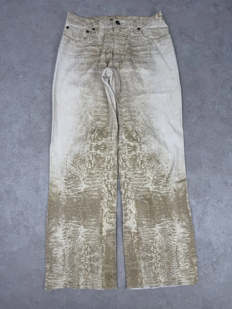 2000s Roberto Cavalli White & Beige Marble Abstract Pants - Image 10