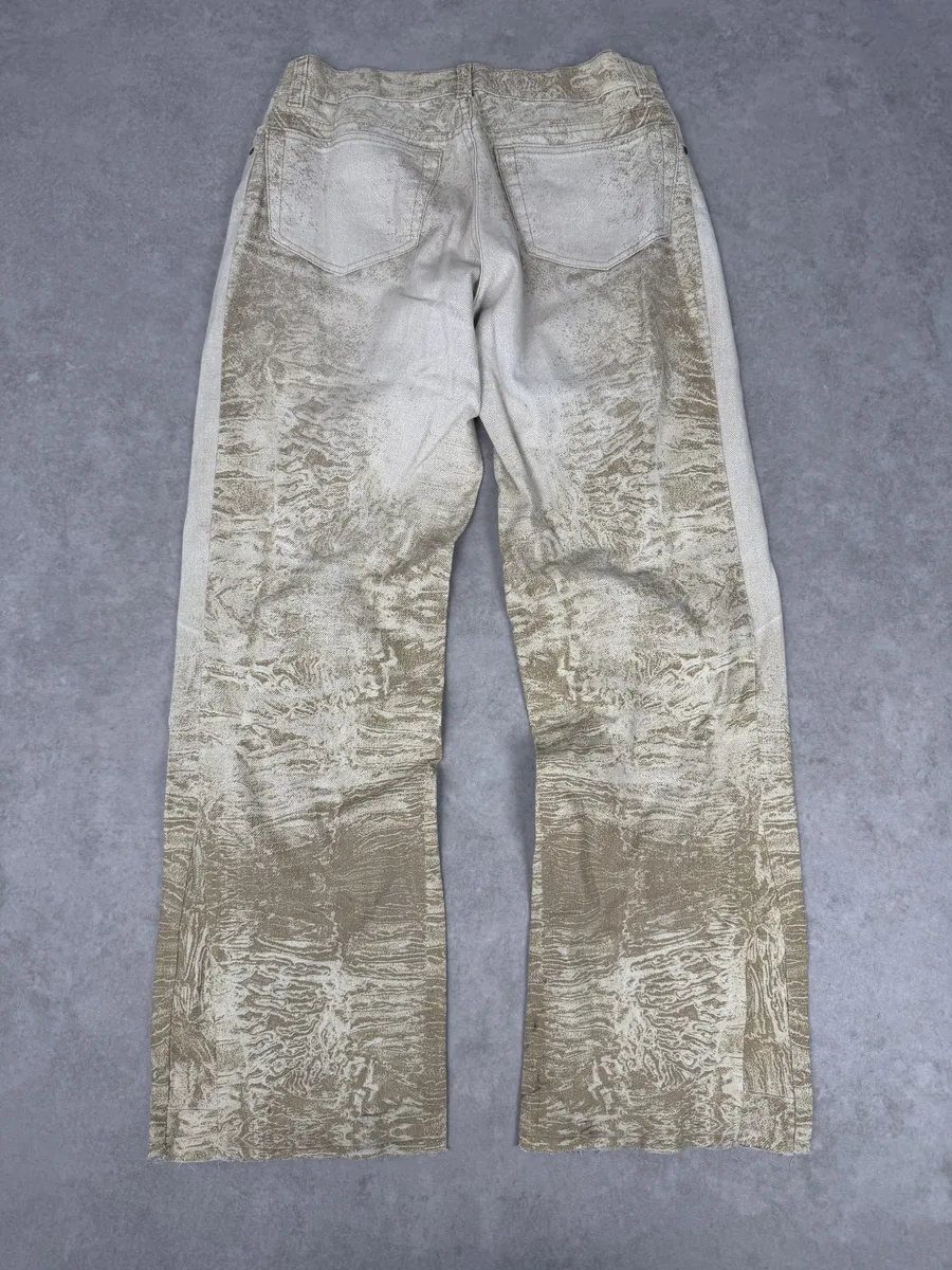 2000s Roberto Cavalli White & Beige Marble Abstract Pants - Image 5