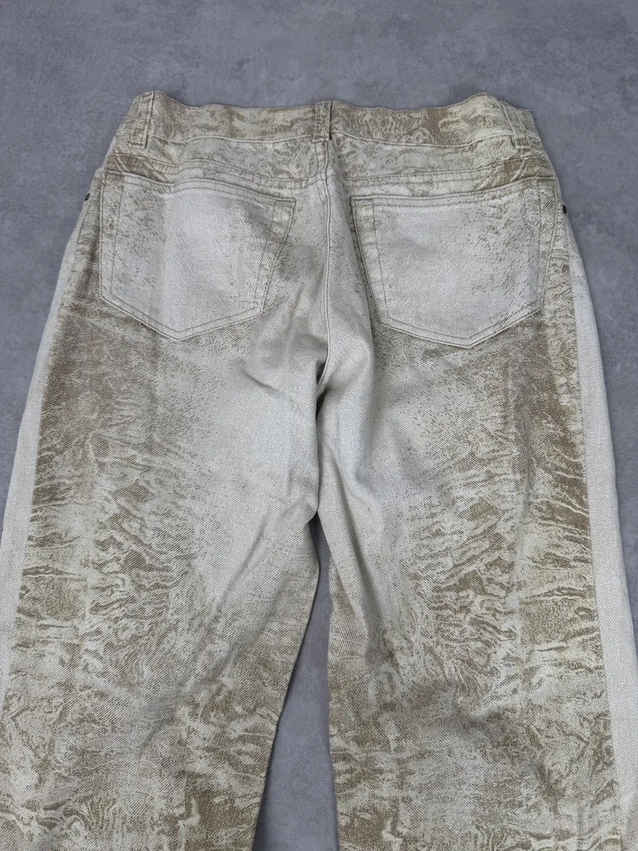 2000s Roberto Cavalli White & Beige Marble Abstract Pants - Image 6